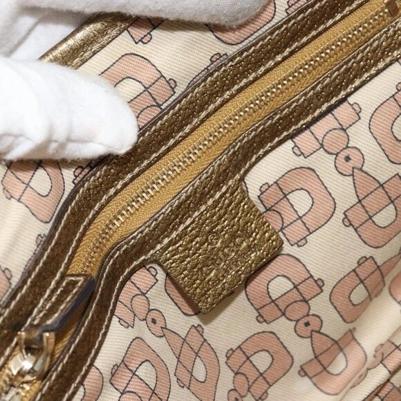 GUCCI GG Canvas Sherry Line Hand Bag Beige Gold 139261 Auth BA8631 - Picture 10 of 16